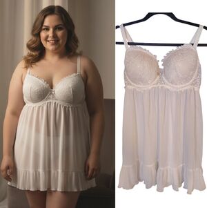 VTG Elegant White Lace Babydoll Lingerie Plussize 1X
